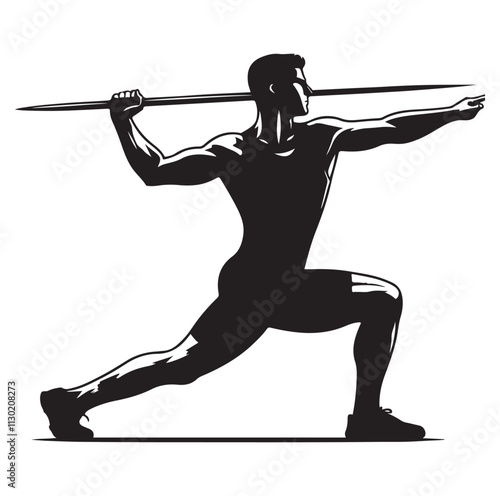 javelin player pose Silhouette vector illustration