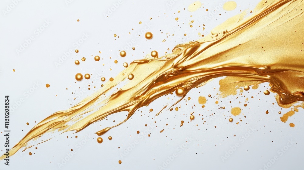 Fototapeta premium Dynamic golden liquid splash action studio setting abstract content high-contrast environment close-up view for visual impact