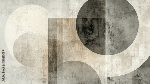 Abstract Geometric Design Featuring Muted Shapes and Textures in Soft Tones photo