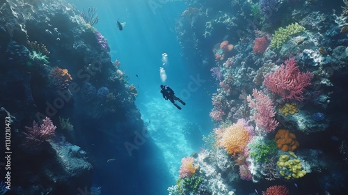 Wallpaper Mural Diving adventure among vibrant coral reefs underwater world ocean exploration marine environment scenic viewpoint nature's beauty Torontodigital.ca