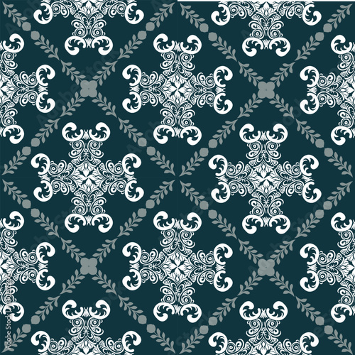 Damask seamless pattern element. Vector classical luxury old fashioned damask ornament, royal victorian seamless texture for wallpapers, textile, wrapping. Vintage exquisite floral baroque template.