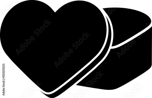 Heart shaped gift box  silhouette.
Opened Heart shaped Valentine's Day gift box  silhouette.
Transparent background.