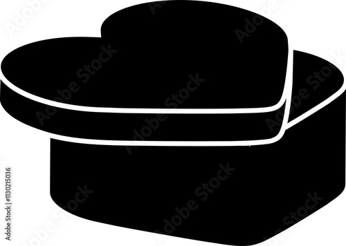 Heart shaped gift box  silhouette.
Opened Heart shaped Valentine's Day gift box  silhouette.
Transparent background.