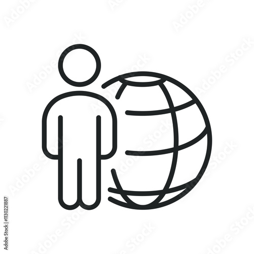 Global connection thin line icons. Editable stroke and Perfect pixel on transparent background