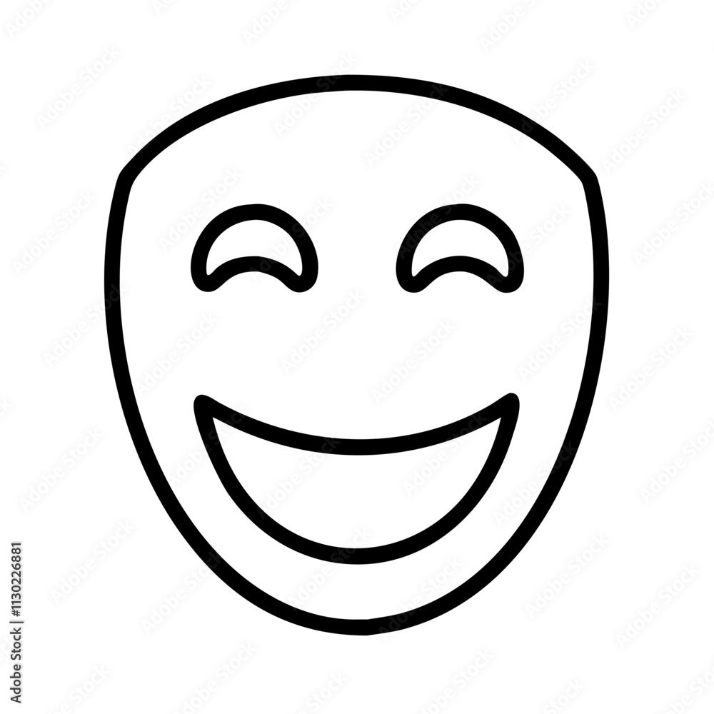 Obraz premium funny mask icon, fools day line art, april fools icon - simple black line art icon of funny mask, for april fools celebrations fools day vector art 
