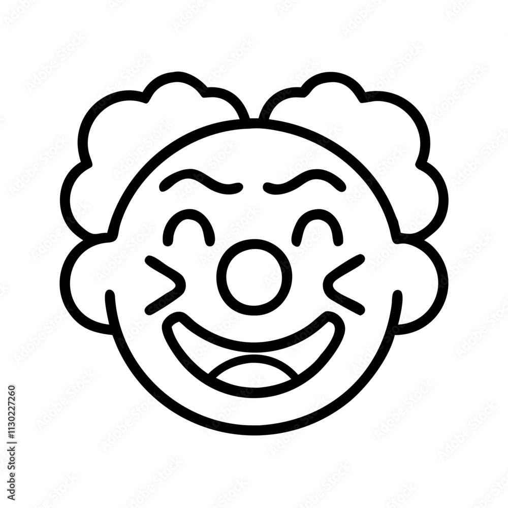 laughing clown icon, fools day line art, april fools icon - simple black line art icon of laughing clown, for april fools celebrations fools day vector art laughing clown icon, fools day line art, april fools icon - simple black line art icon of laughing clown, for april fools celebrations fools day vector art
