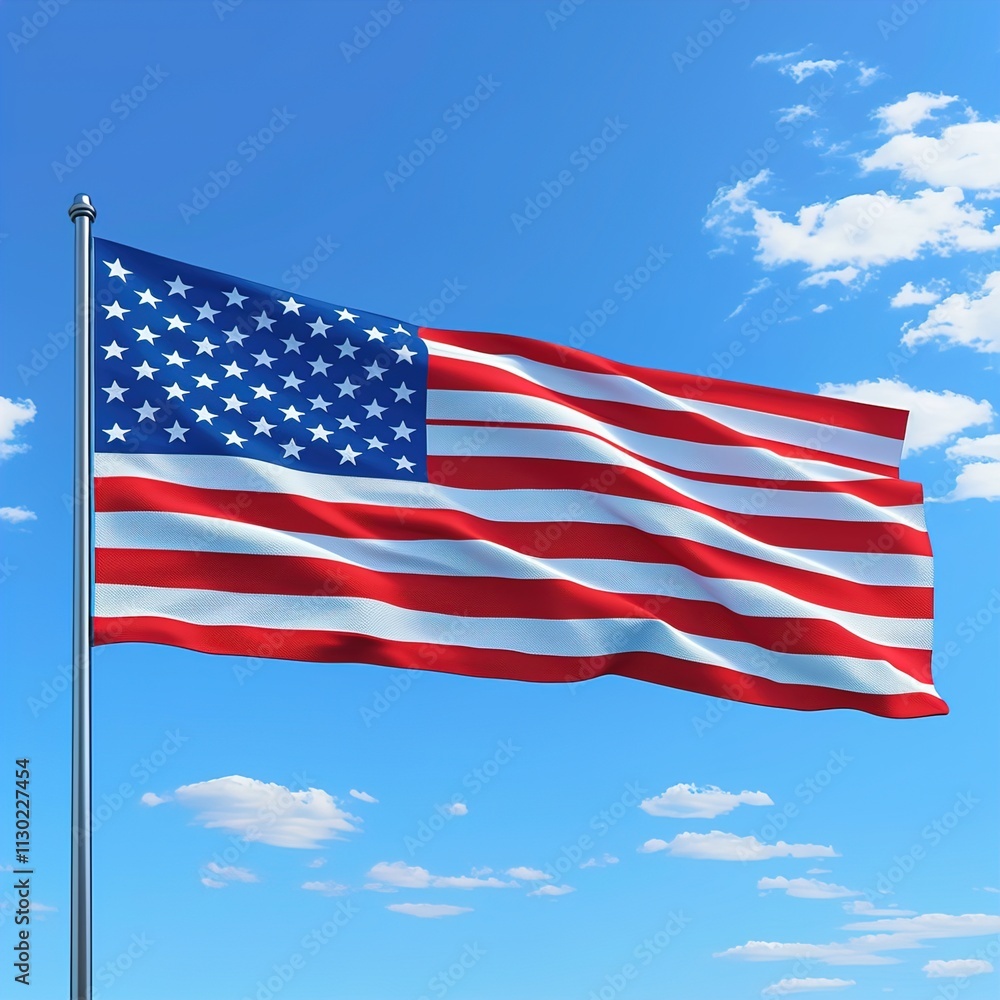 Fototapeta premium american flag on sky