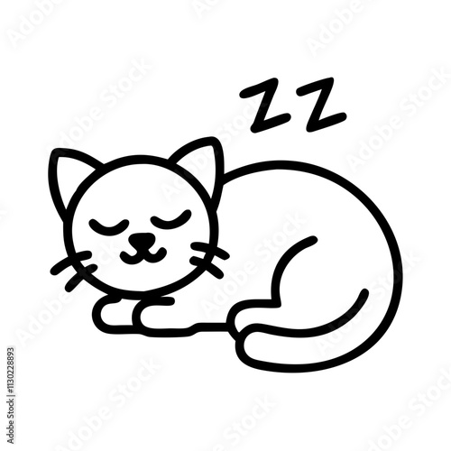 cat napping icon, pet day line art, pet day icon - simple black line art icon of cat napping, for pet day celebrations pet day vector art 