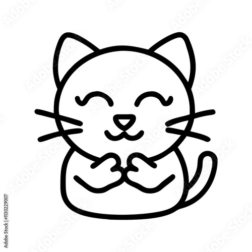 cat purring icon, pet day line art, pet day icon - simple black line art icon of cat purring, for pet day celebrations pet day vector art 