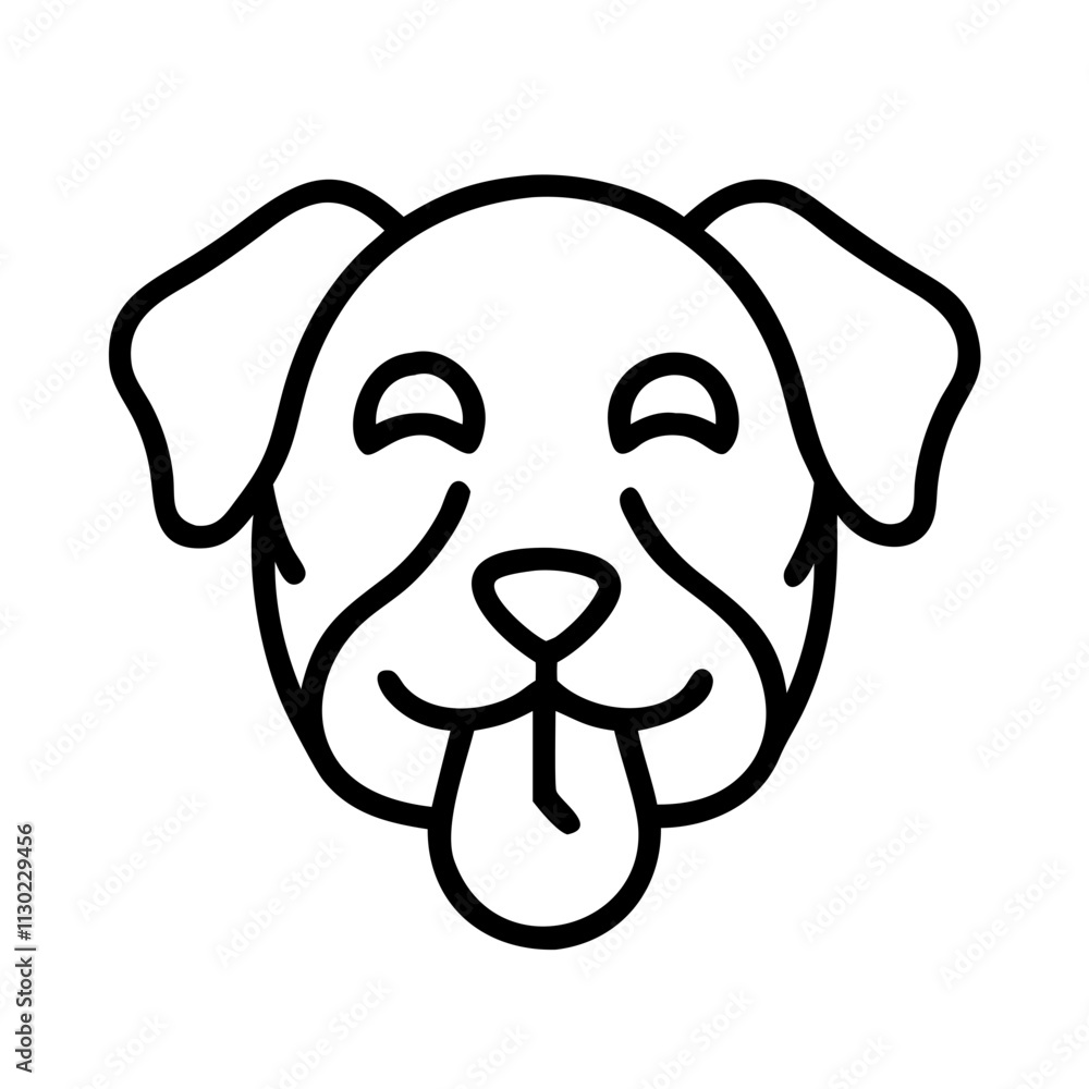 Fototapeta premium dog licking face icon, pet day line art, pet day icon - simple black line art icon of dog licking face, for pet day celebrations pet day vector art