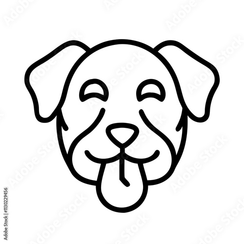 dog licking face icon, pet day line art, pet day icon - simple black line art icon of dog licking face, for pet day celebrations pet day vector art 