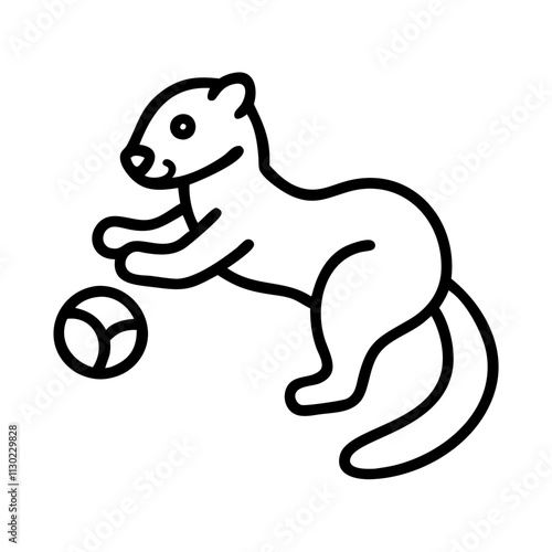 ferret playing icon, pet day line art, pet day icon - simple black line art icon of ferret playing, for pet day celebrations pet day vector art 