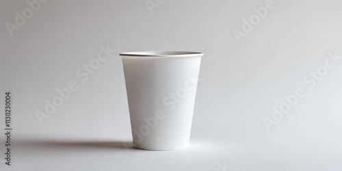 Isolated white plastic cup on a clean white background, featuring a minimalist design perfect for various uses, this white plastic cup emphasizes simplicity and functionality in daily life. photo