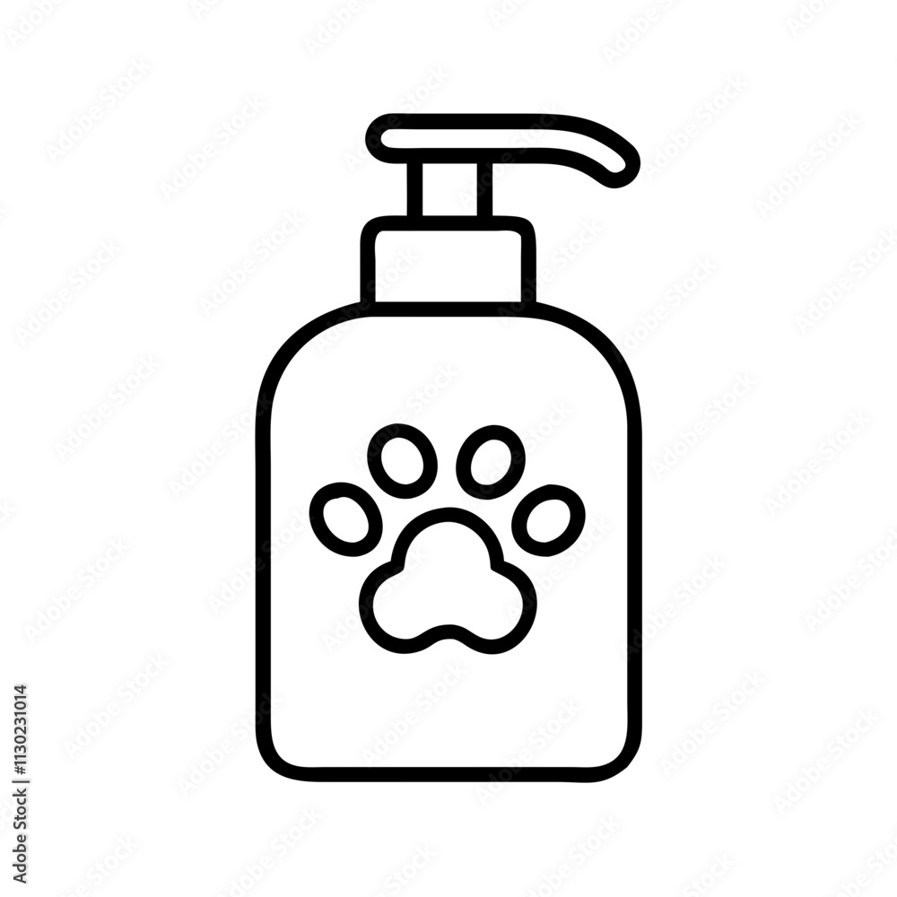 Obraz premium pet shampoo bottle icon, pet day line art, pet day icon - simple black line art icon of pet shampoo bottle, for pet day celebrations pet day vector art 