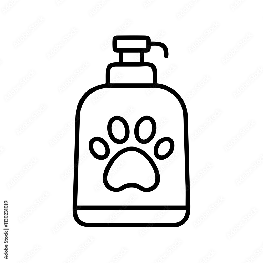 Obraz premium pet shampoo bottle icon, pet day line art, pet day icon - simple black line art icon of pet shampoo bottle, for pet day celebrations pet day vector art 