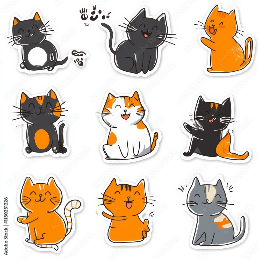 Fototapeta premium Cute Cats Stickers Collection 