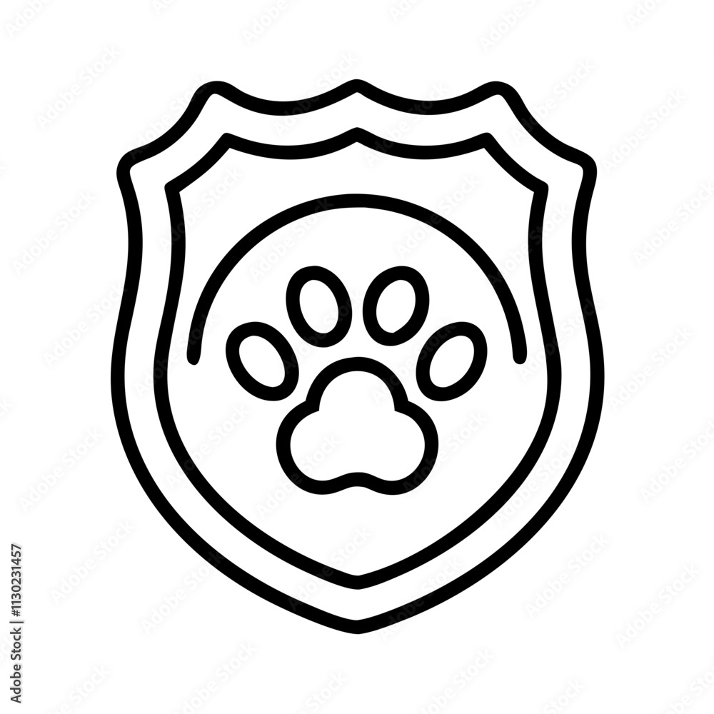 Obraz premium animal rescue badge icon, pet day line art, pet day icon - simple black line art icon of animal rescue badge, for pet day celebrations pet day vector art 