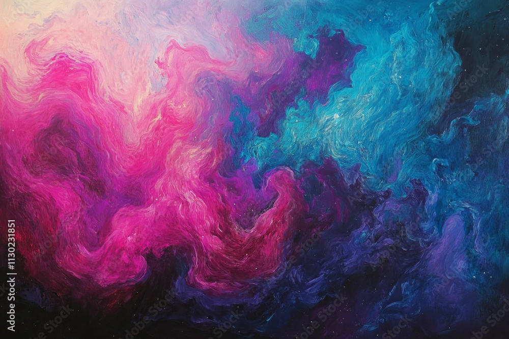 Obraz premium Abstract swirling paint, cosmic hues.