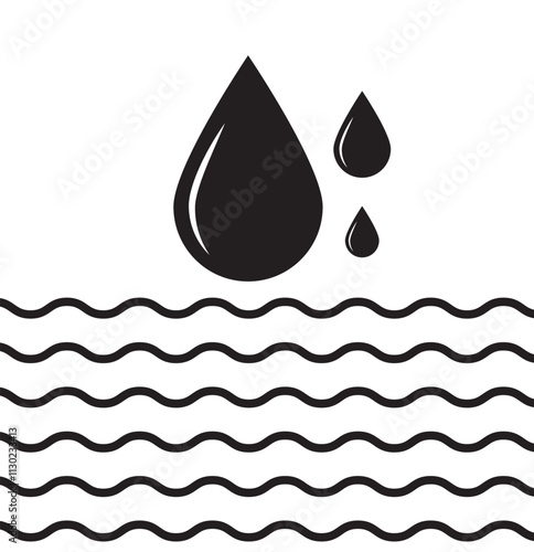 Raindrops icon set. oil or water droplet vector symbol. blood or tear sign. teardrop pictogram in black filled and outlined style.