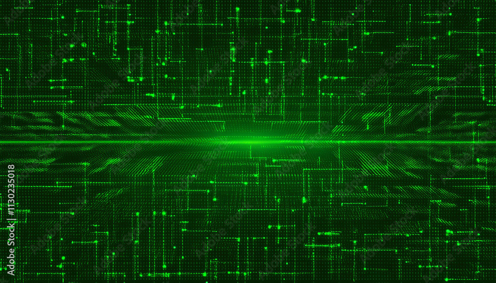 Fototapeta premium 緑のサイバー空間のようなデジタルイメージ背景