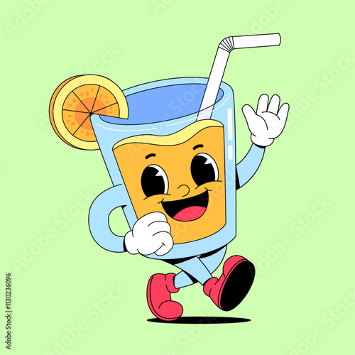 Walking orange drink cartoon mascot