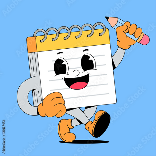 walking paper note with pencil mascot