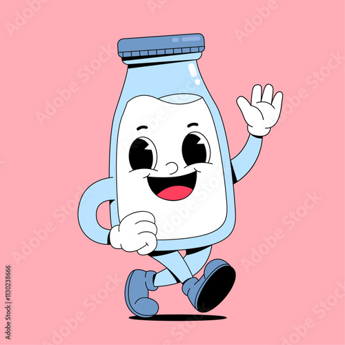 Walking milk bottle mascot