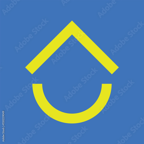 Simple, minimalist logo design. A yellow arrow pointing upwards and a smile shape, symbolizing growth, positivity, and happiness. Perfect for a tech, startup, or wellness brand.