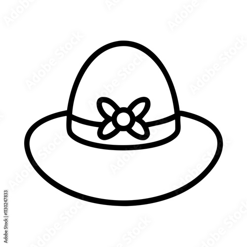 easter bonnet icon, easter day line art, easter day icon - simple black line art icon of easter bonnet, for easter day celebrations. easter day vector art.