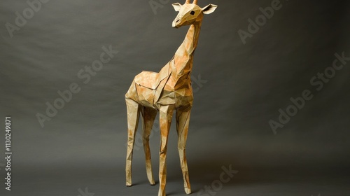 A stylized origami representation of a giraffe, showcasing artistic craftsmanship. photo