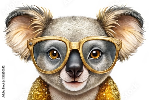 Adorable Koala Kids Fashion Print - Cute Glitter Glasses Bear photo