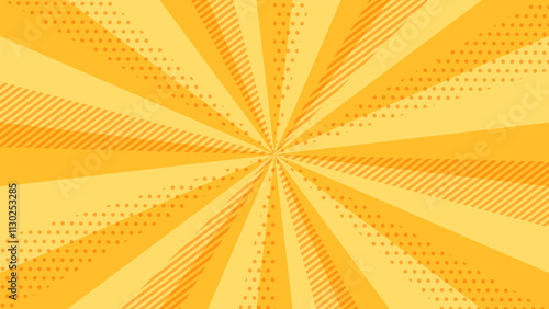 ポップなオレンジ色の放射線　背景イラスト