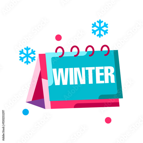 Made in uk Winter Season Calendar Design Illustration Featuring Snowflakes and Vibrant Colors