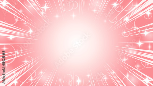 キラキラ輝くピンク色の放射線　背景イラスト