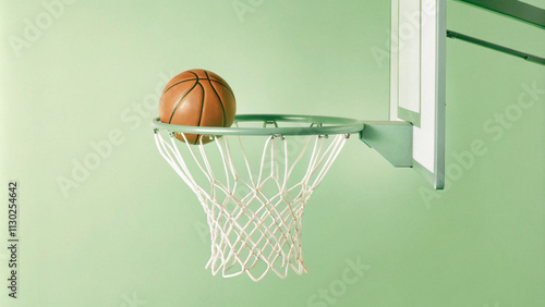 basketball hoop and ball in the basket