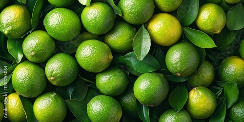 Whole ripe sweet lime fruits, also known as Citrus limetta, showcase a vibrant green color, embodying the freshness and appeal of sweet limes in a captivating visual display. photo