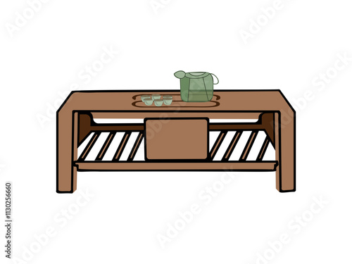 Desk, Table, laptop illustration. Programmers workspace, custom vector graphic.Home Office Flat & Line Icon.Square Button with Office Desk.Circular Table Icon on Flat Color Circle Buttons.Office Desk 