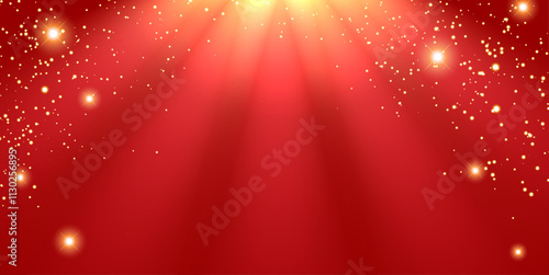 Spotlight and light particles vector design background