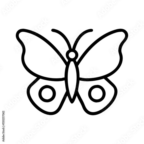 butterfly icon, easter day line art, easter day icon - simple black line art icon of butterfly, for easter day celebrations. easter day vector art.