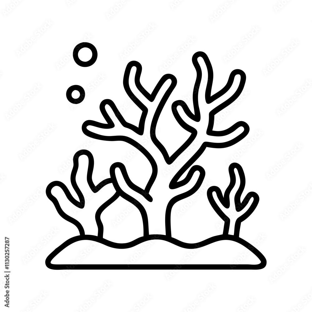 Obraz premium coral reef icon, earth day line art, earth day icon - simple black line art icon of coral reef, symbolizing earth day celebrations. earth day vector art.