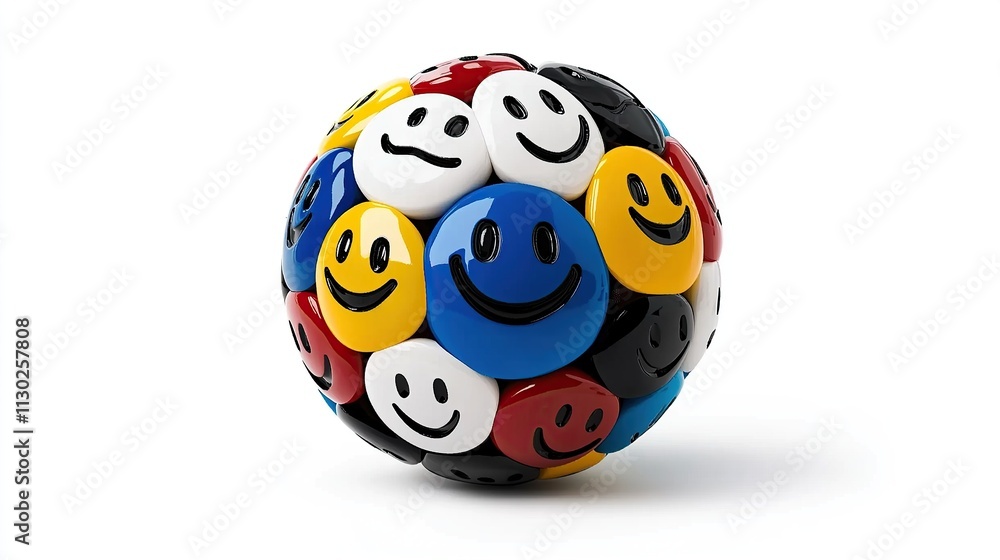Obraz premium Sphere of Colorful Smiley Faces in 3D Art