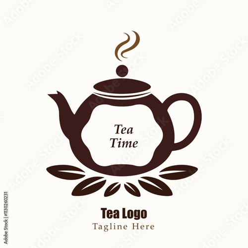 tea cattle, tea logo concept, teapot and teacup