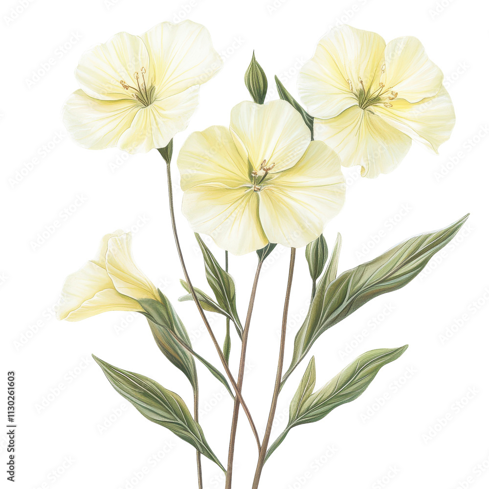 Fototapeta premium Evening Primrose Flower Isolated for Design Use Transparent PNG background.