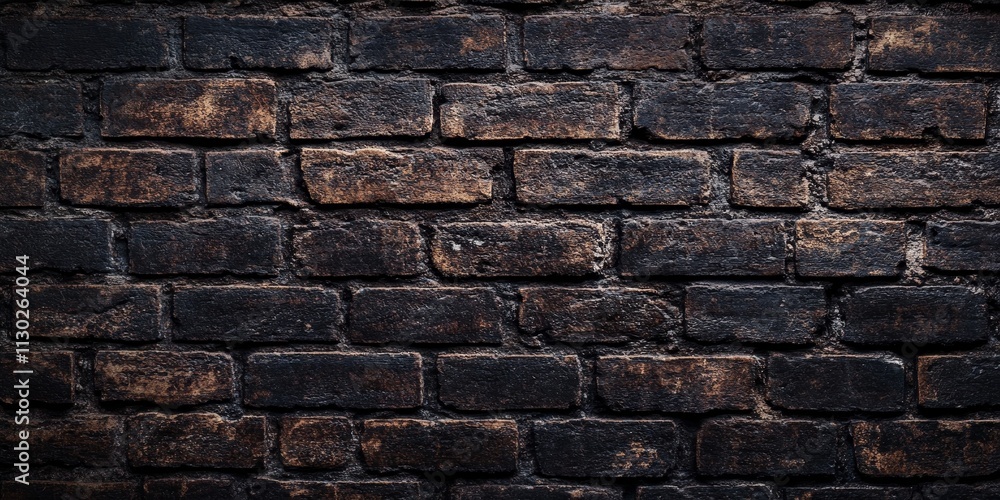 Fototapeta premium Dark brown old bricks wall serves as a versatile background, enhancing the aesthetic appeal of various projects. This dark brown old bricks wall brings texture and character to any setting.