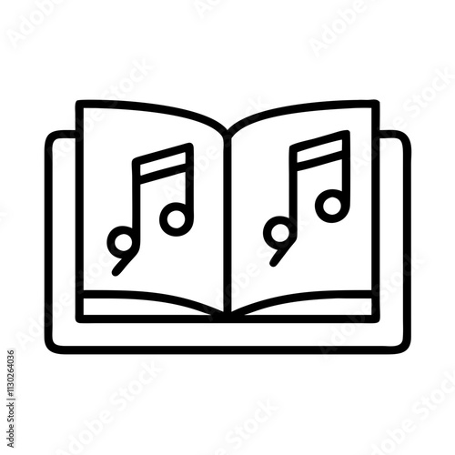 book and musical notes poetry or songbook icon, book and musical notes poetry or songbook vector,