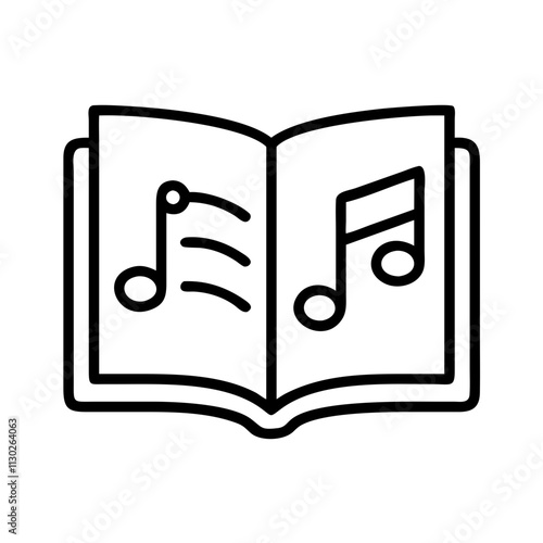 book and musical notes poetry or songbook icon, book and musical notes poetry or songbook vector,