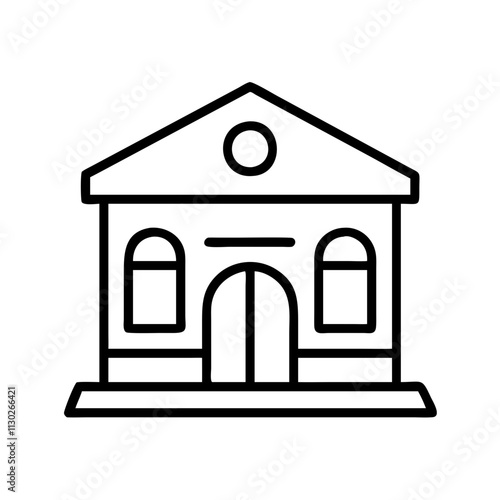 library building icon, book day line art, book day icon - simple black line art icon of library building, for book day celebrations. book day vector art.