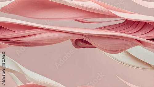 Wavy Pink and White Ribbons. Abstract Background