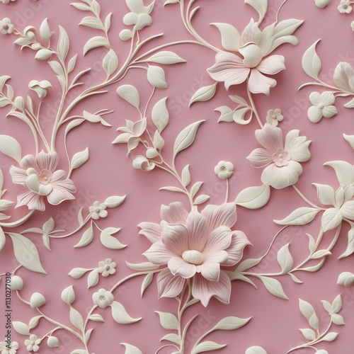 Pink Background with Embossed Floral Pattern. Elegant Design