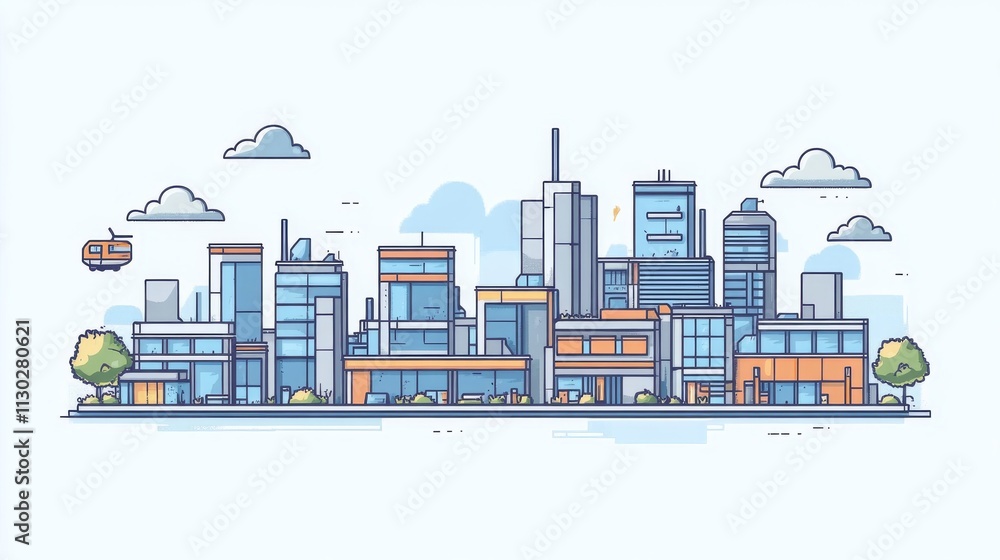 Obraz premium Thin line flat design concept for smart city